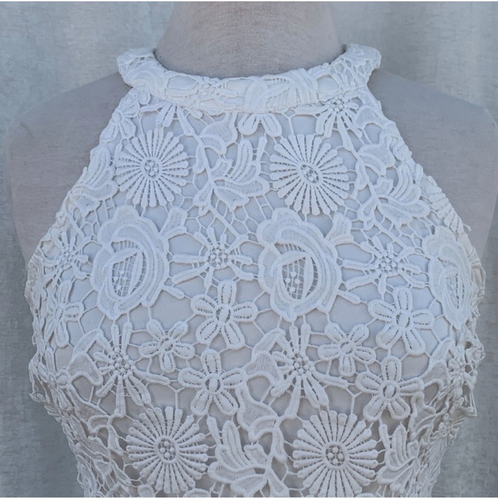 Lulus Love Poem Elegant White Lace Halter Dress Small - Picture 4 of 14